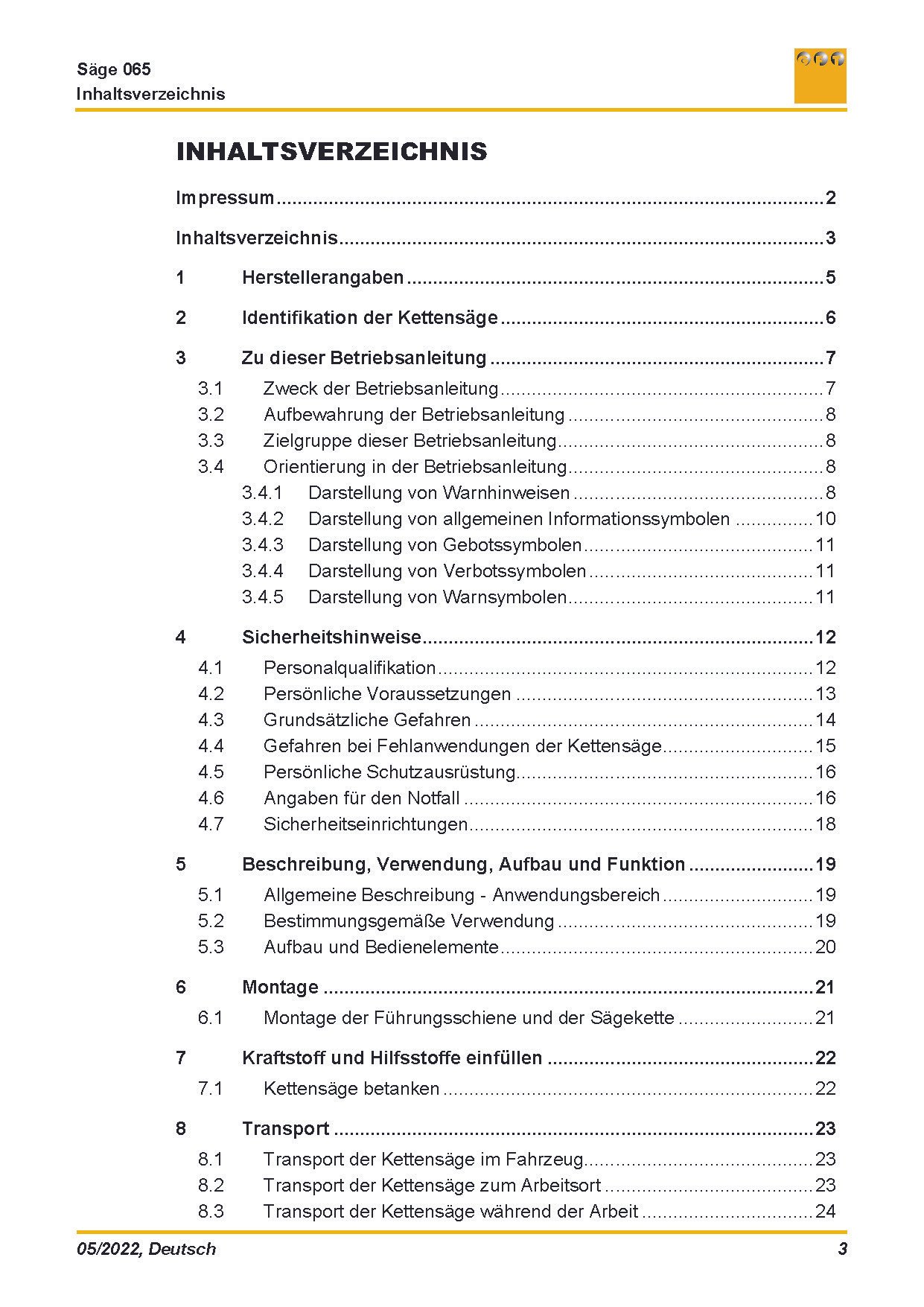 Vorlage Betriebsanleitung zum kostenlosen Download