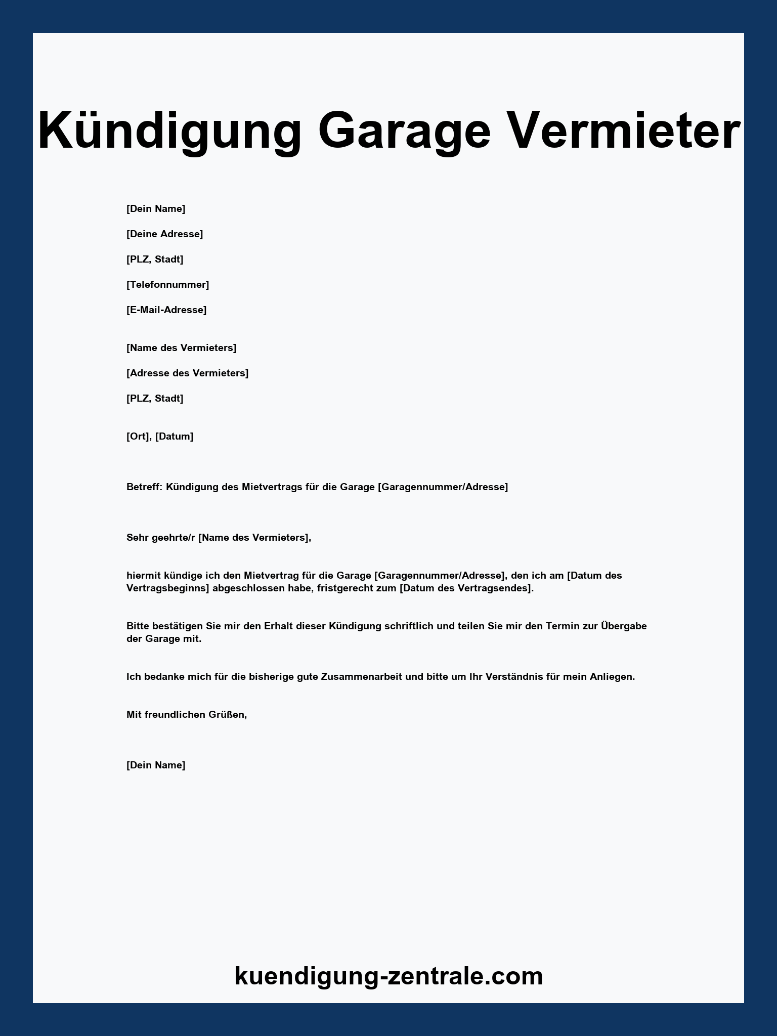 Garage Kndigen Vorlage