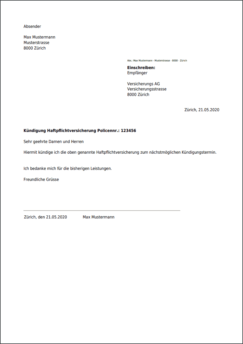 Spannende Kundigung Einer Haftpflichtversicherung Ebenbild