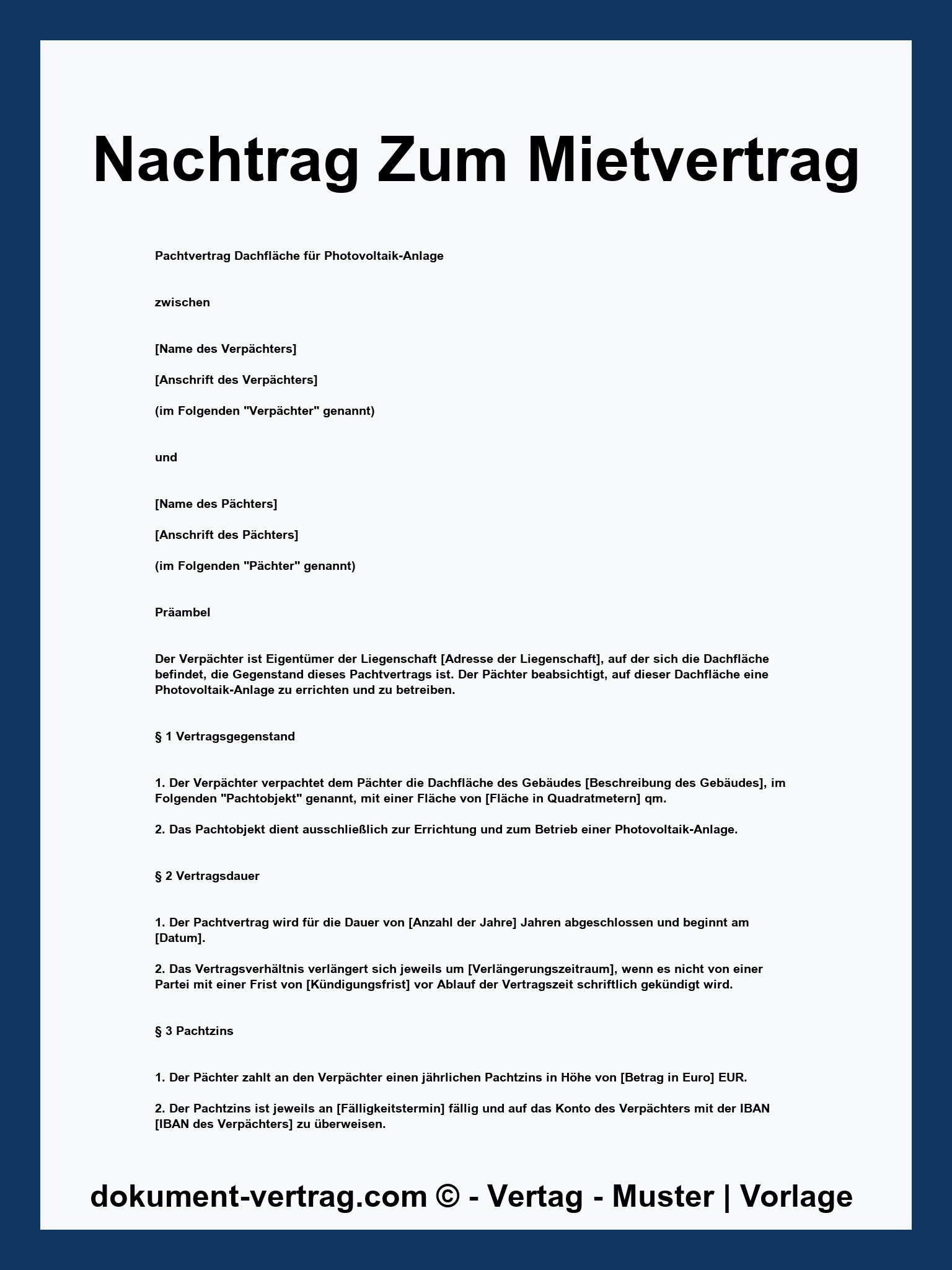 Zusatzvereinbarung Mietvertrag Strom